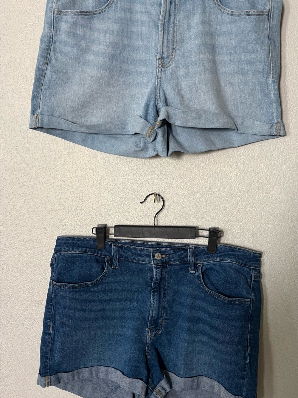 Light Blue and Dark Blue Denim Shorts Duo - Women's Casual Summer Shorts